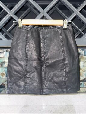 Free People Black Faux Leather Mini Skirt